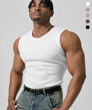 시그니처 머슬핏 립브드 슬리브리스_5color