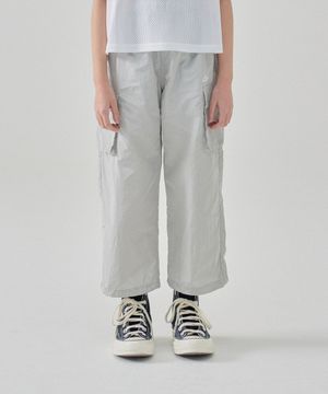 허리스트링 우븐 롱 팬츠 그레이 LK2502PT71GR