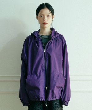 체크 후드 윈드브레이커_퍼플