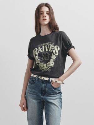 New Vintage Rose Graphic T-shirt in Charcoal VW5ME927-9E