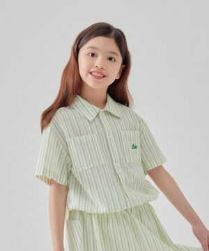스트라이프 시어서커 셔츠 그린 LK2502SS75GN
