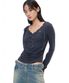 DRAPED HENLEY TOP (CHARCOAL)