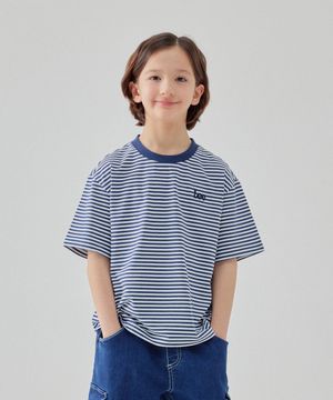 루즈핏 스트라이프 반팔티 네이비 LK2502ST05NA