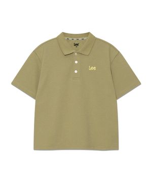 스몰 트위치 오버핏 피케 카라 티셔츠 카키 LK2502ST01KH