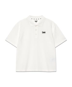 스몰 트위치 오버핏 피케 카라 티셔츠 화이트 LK2502ST01WH