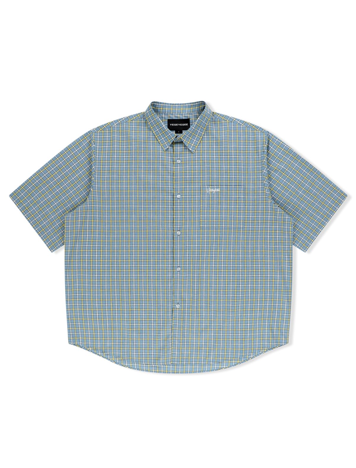 예스아이씨(YESEYESEE) Y.E.S Short Sleeve Check Shirt Light Blue