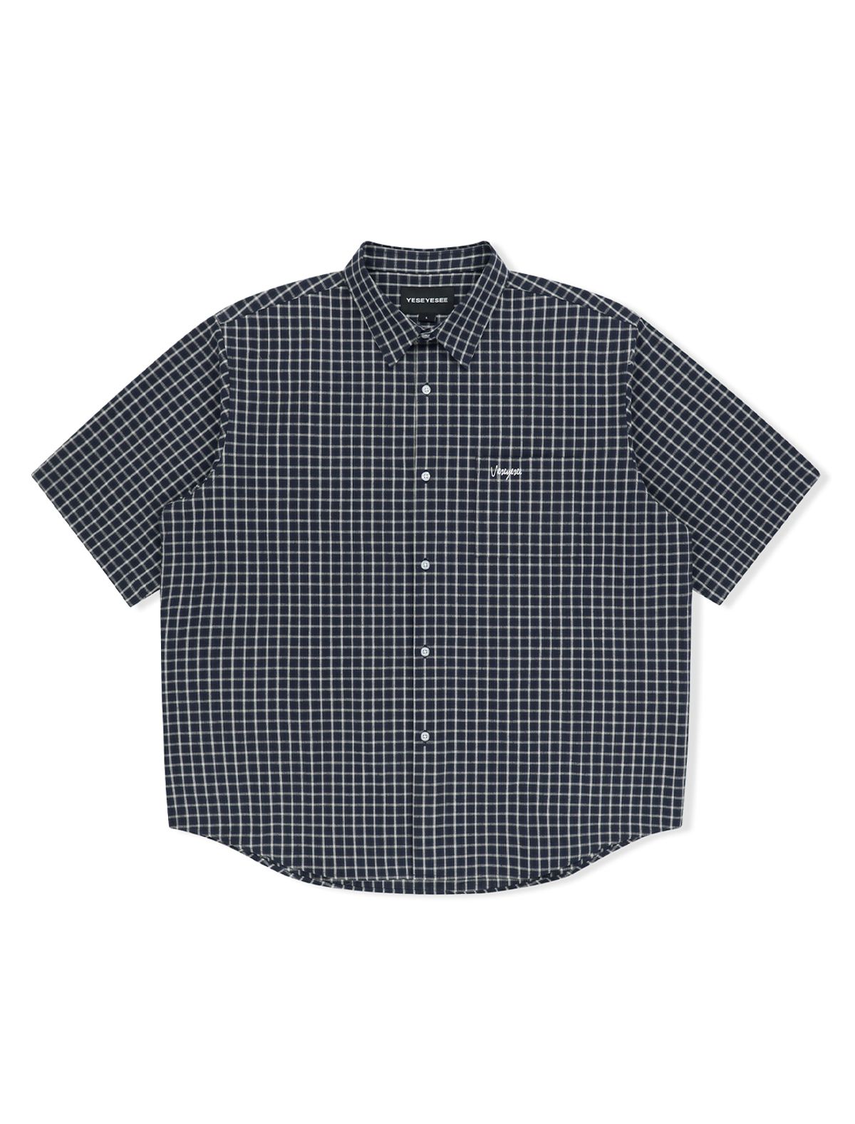 예스아이씨(YESEYESEE) Y.E.S Short Sleeve Check Shirt Navy