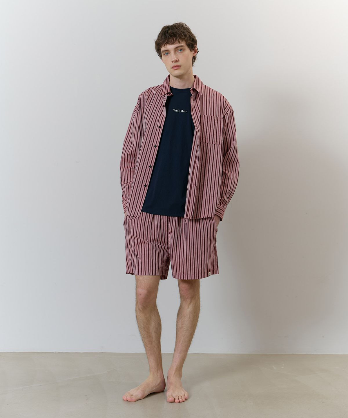 아템포(ATEMPO) STRIPE PAJAMA SET_cherry pink (man)