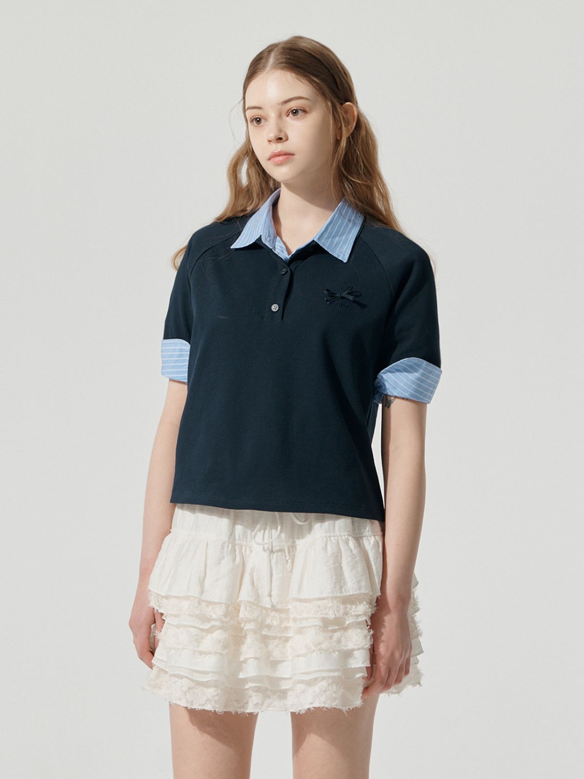 메르시앤에스(MERCIANNES) knit collar Pique shirt_MB3STN3