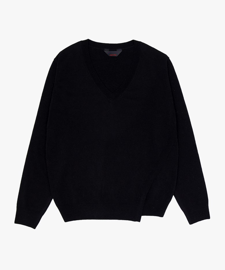 CAMELLIA V-NECK - BLACK