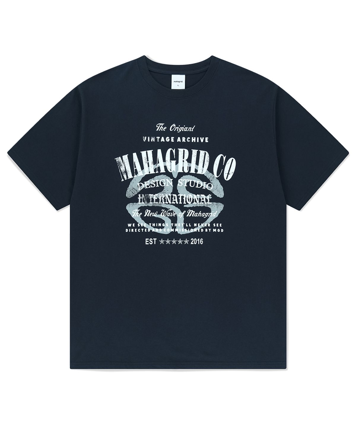마하그리드(MAHAGRID) ARCHIVE LOGO TEE NAVY(MG2FMMT513A)