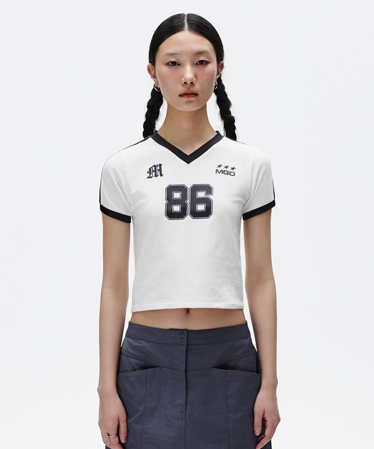 마하그리드(MAHAGRID) FOOTBALL RINGER TEE WHITE(MG2FMFT587A)