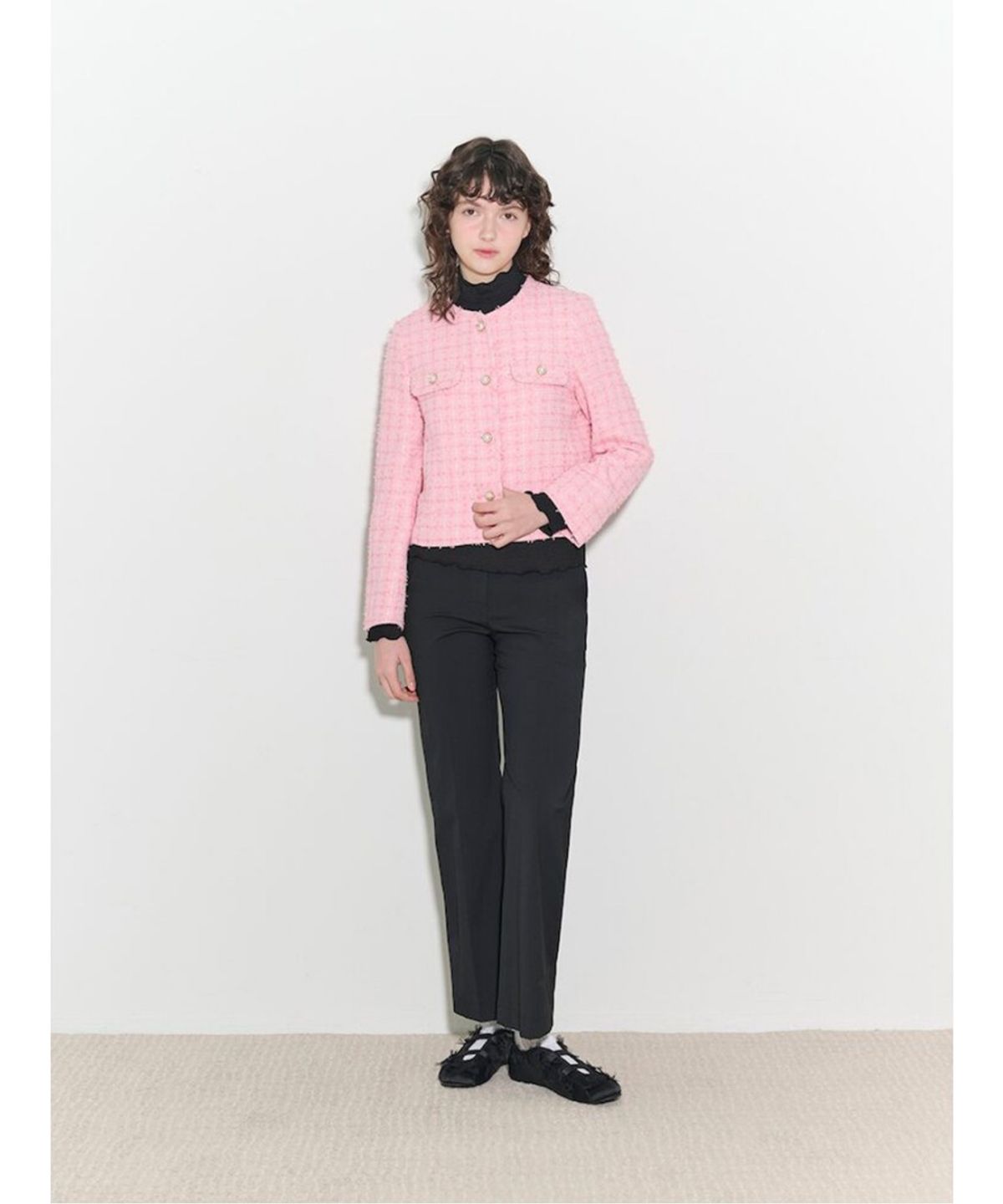 빈폴 레이디스(BEANPOLE LADIES) [B. my] 트위드 라운드넥 재킷  핑크 (BF5211N01X)