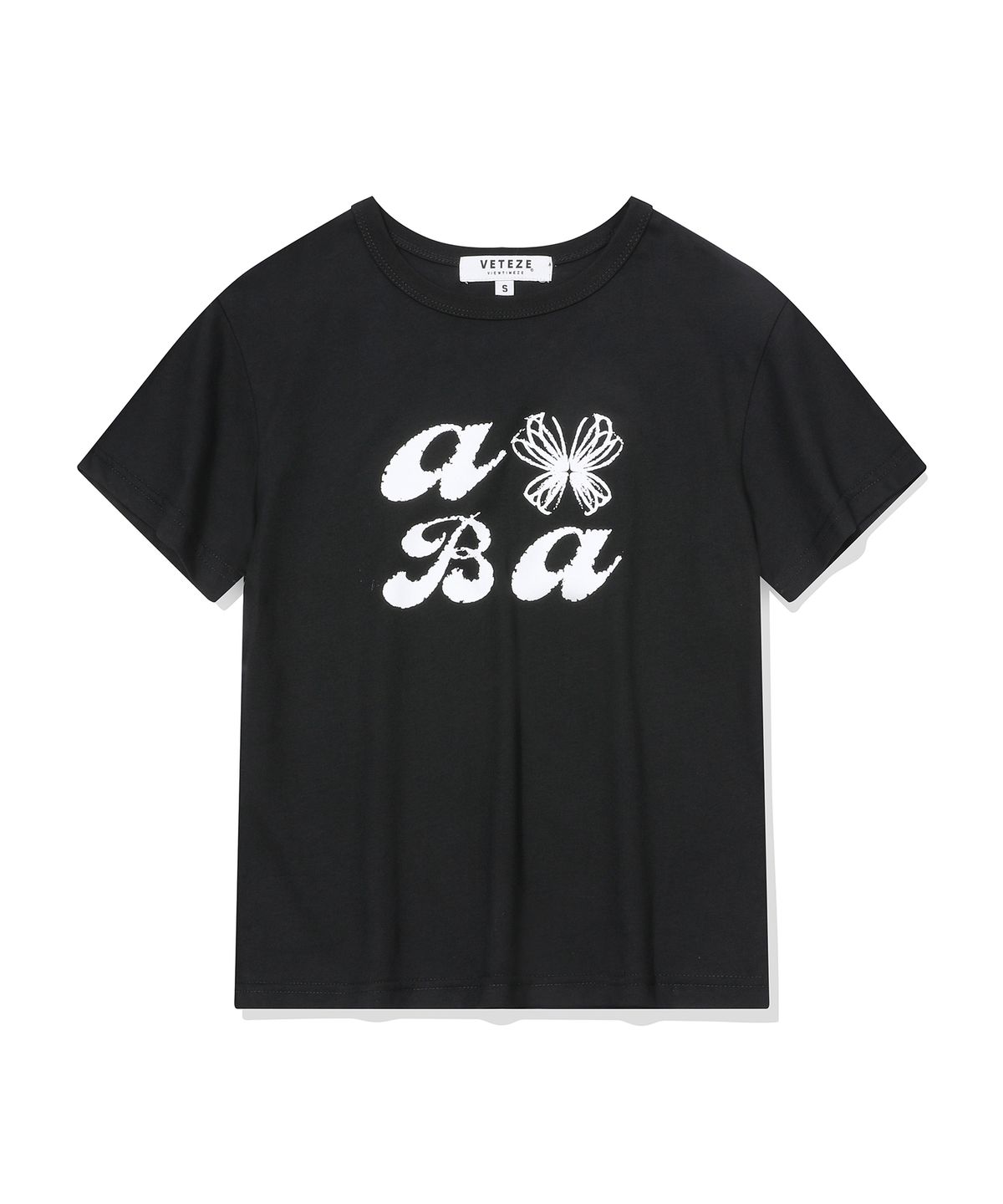 베테제(VETEZE) 오브에 ABA 스타리본 하프 티셔츠 (BLACK)