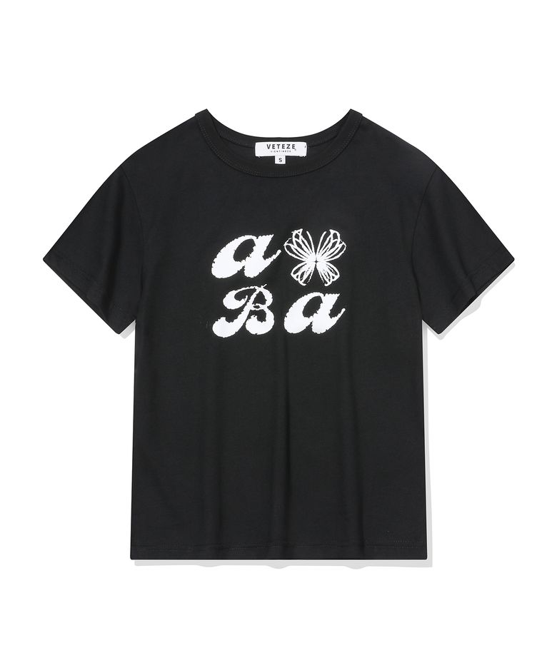 오브에 ABA 스타리본 하프 티셔츠 (BLACK)
