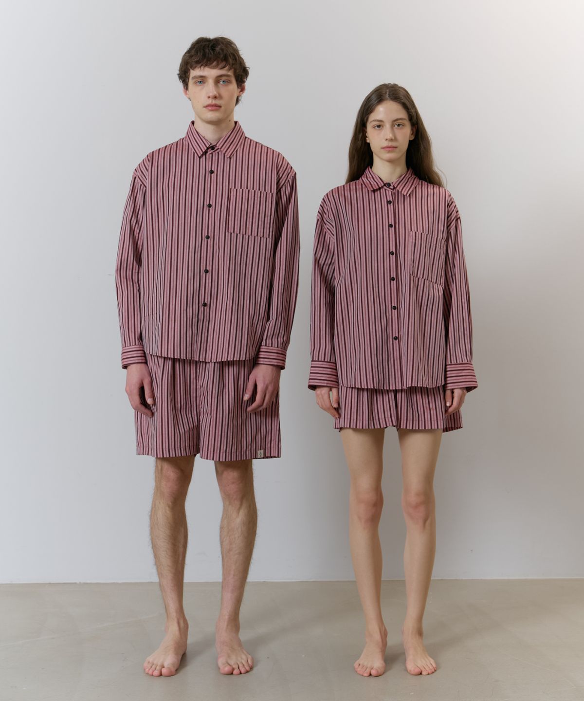 아템포(ATEMPO) STRIPE PAJAMA COUPLE SET_cherry pink