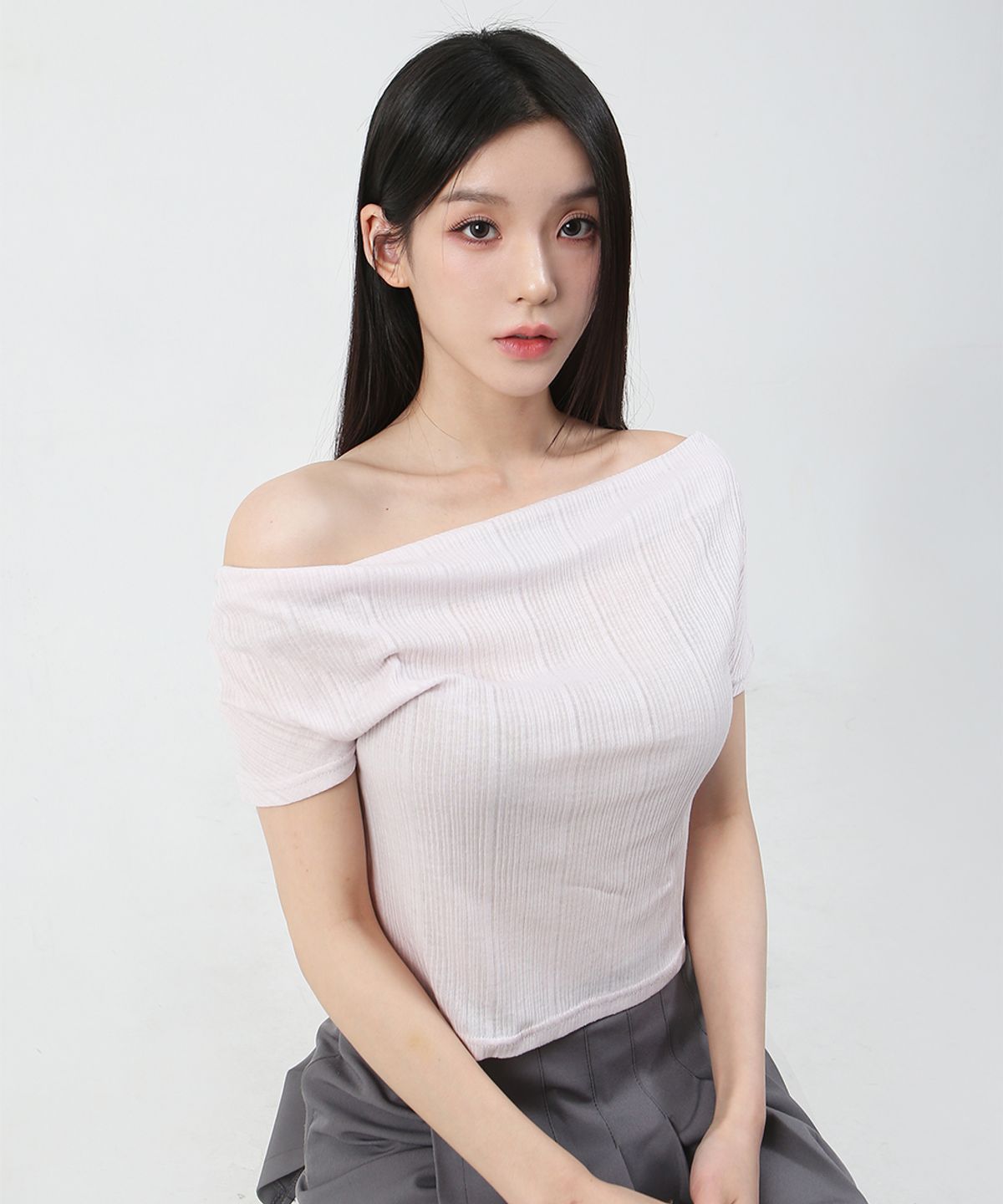 까트린(CATTLINE) 시스루 리본탑 핑크