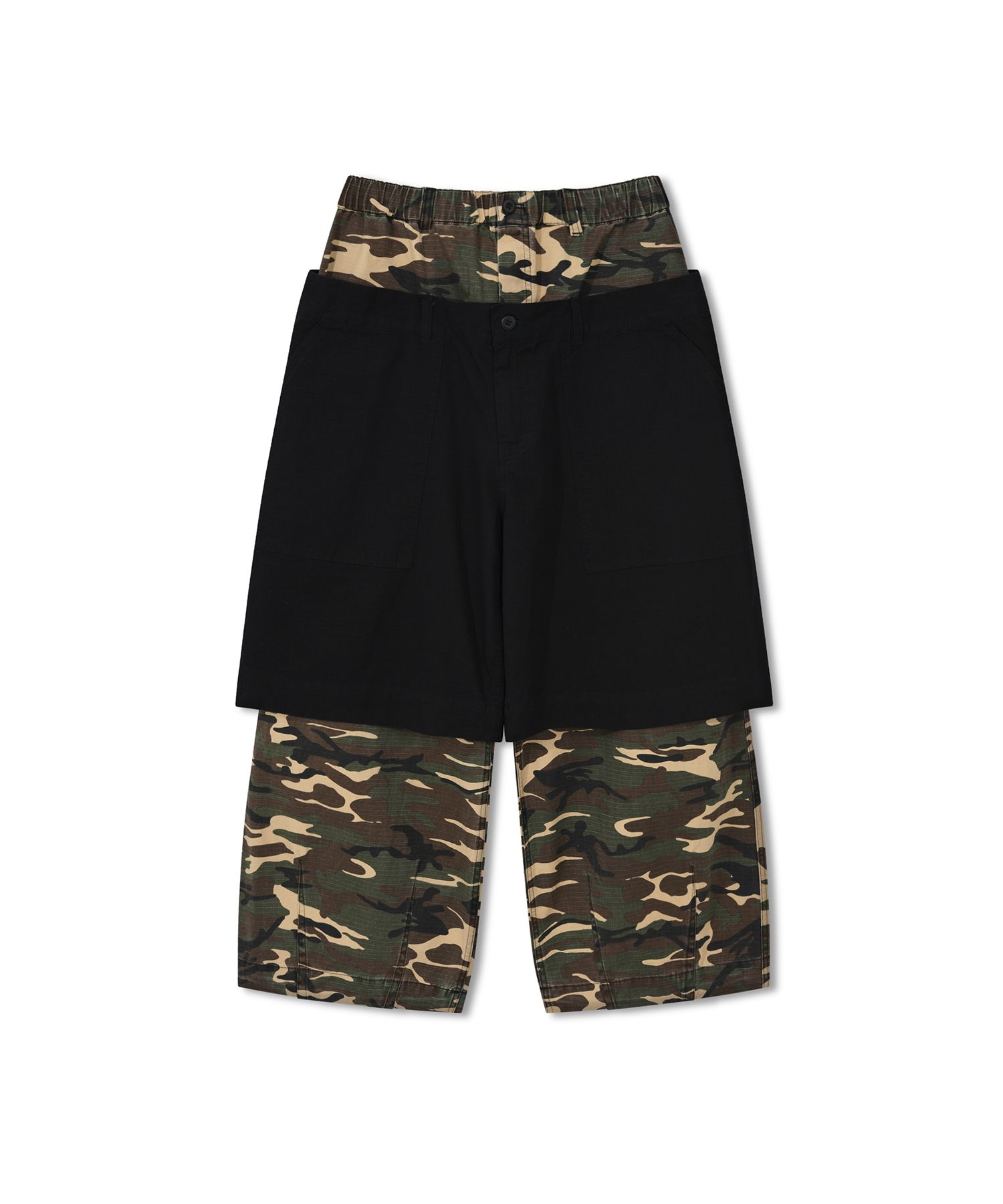 【ANGLAN】25SS★ [AG] Double Waist Layered Pants MUSINSA | ANGLAN Double Waist Layered Pants - Camo