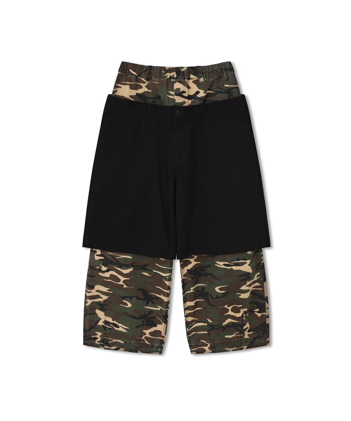 앵글런(ANGLAN) Double Waist Layered Pants - Camo