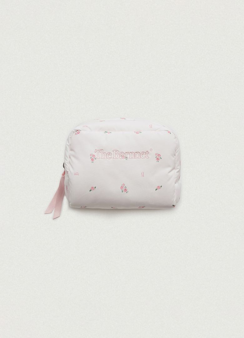 Rosie Flower Pom-Pom Pouch_White