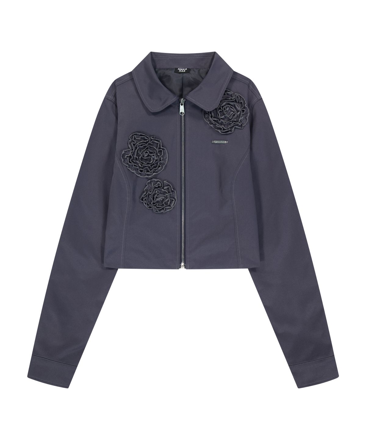 이우가마카라스(IUGAMAKARAS) Flowers Zip-Up Jacket (Dark Gray)