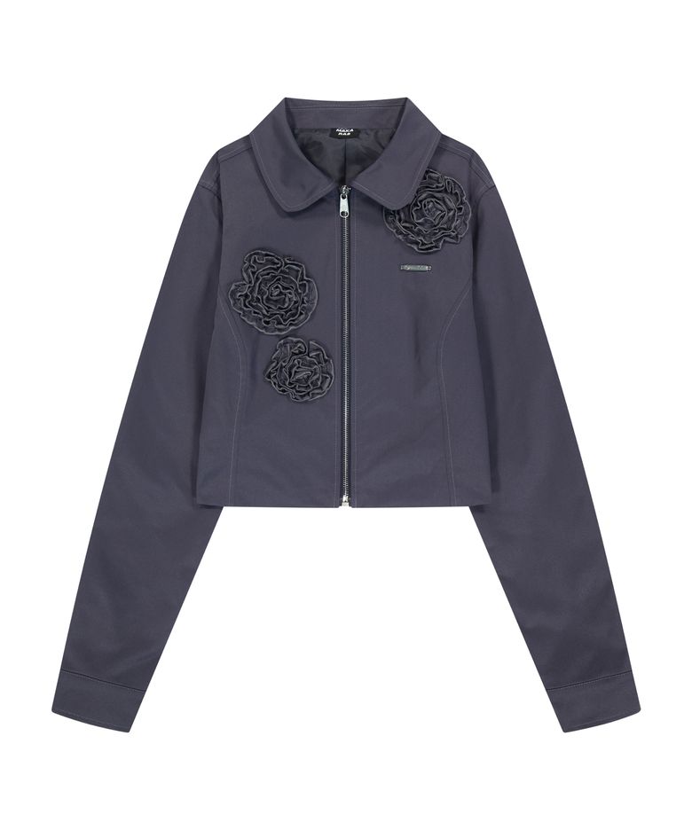 Flowers Zip-Up Jacket (Dark Gray)