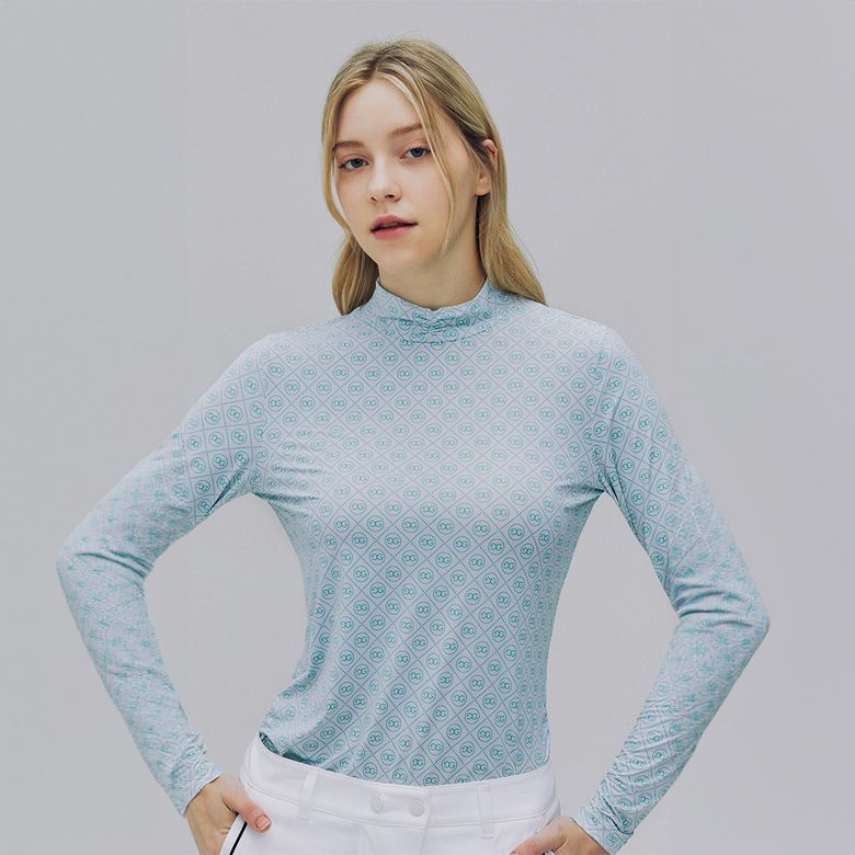 여성 시즌패턴 목크넥 티셔츠_6I45401