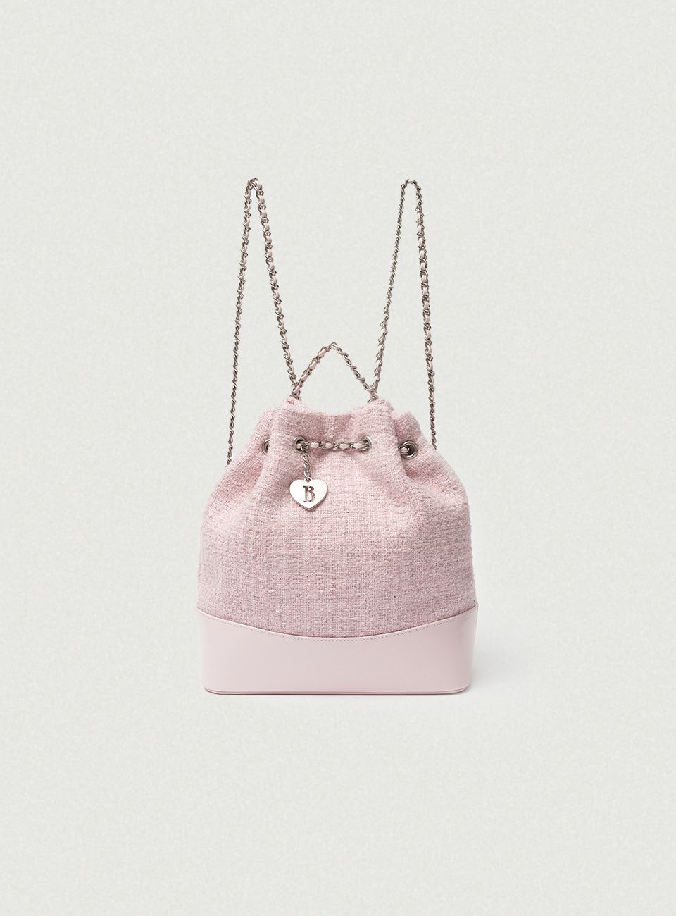 더바넷(THEBARNNET) Tweed Drawstring Chain Backpack_Pink - 사이즈