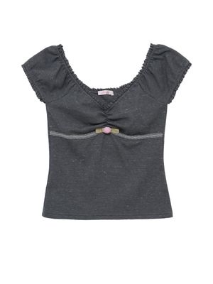 와플 로즈 코튼 탑 (차콜)