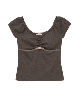 와플 로즈 코튼 탑 (브라운)