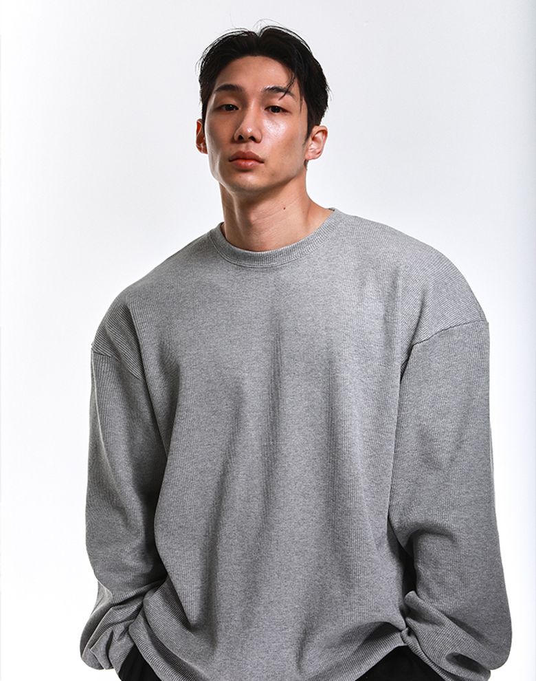 와플 오버핏 롱슬리브 (그레이)