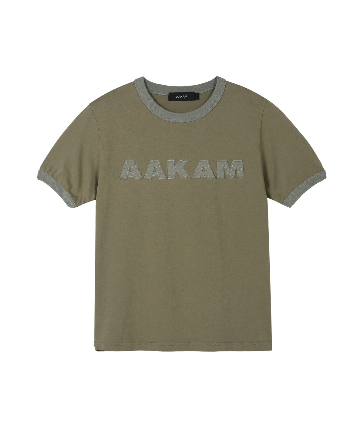 아캄(AAKAM) Logo Patch Ringer Top (Khaki-Gray)