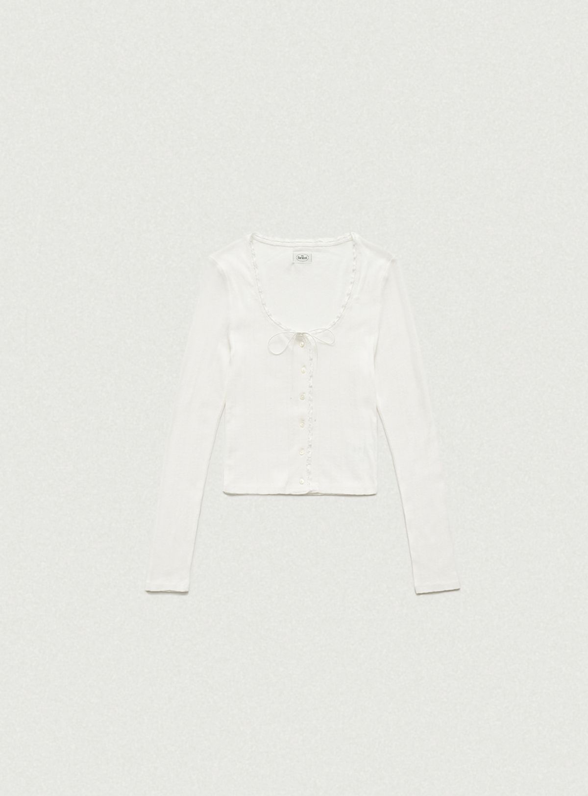 더바넷(THEBARNNET) Ravioli Lace-Trim Button-Up Top_White