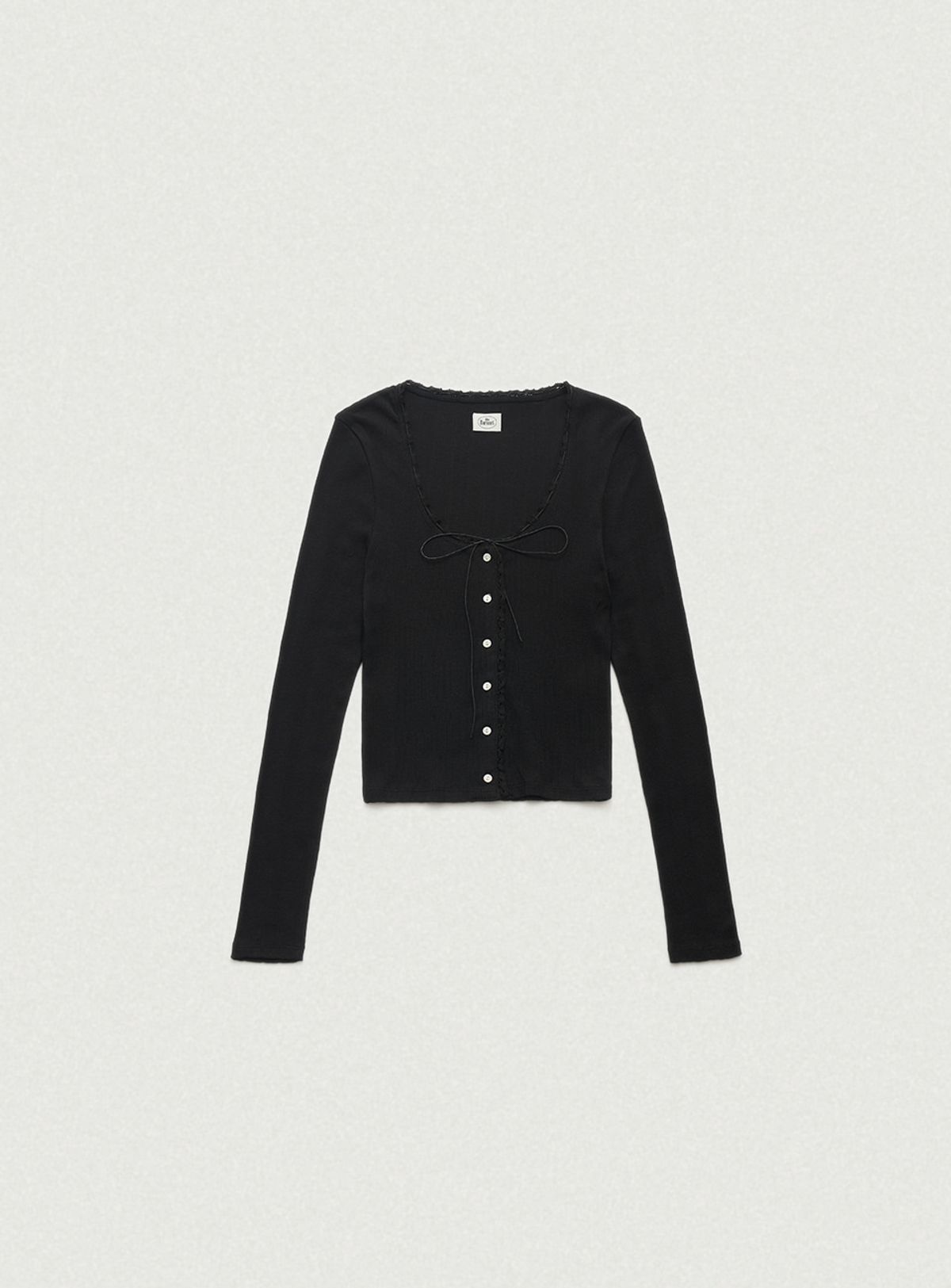 더바넷(THEBARNNET) Ravioli Lace-Trim Button-Up Top_Black