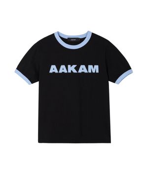 Logo Patch Ringer Top (Black-Sky Blue)