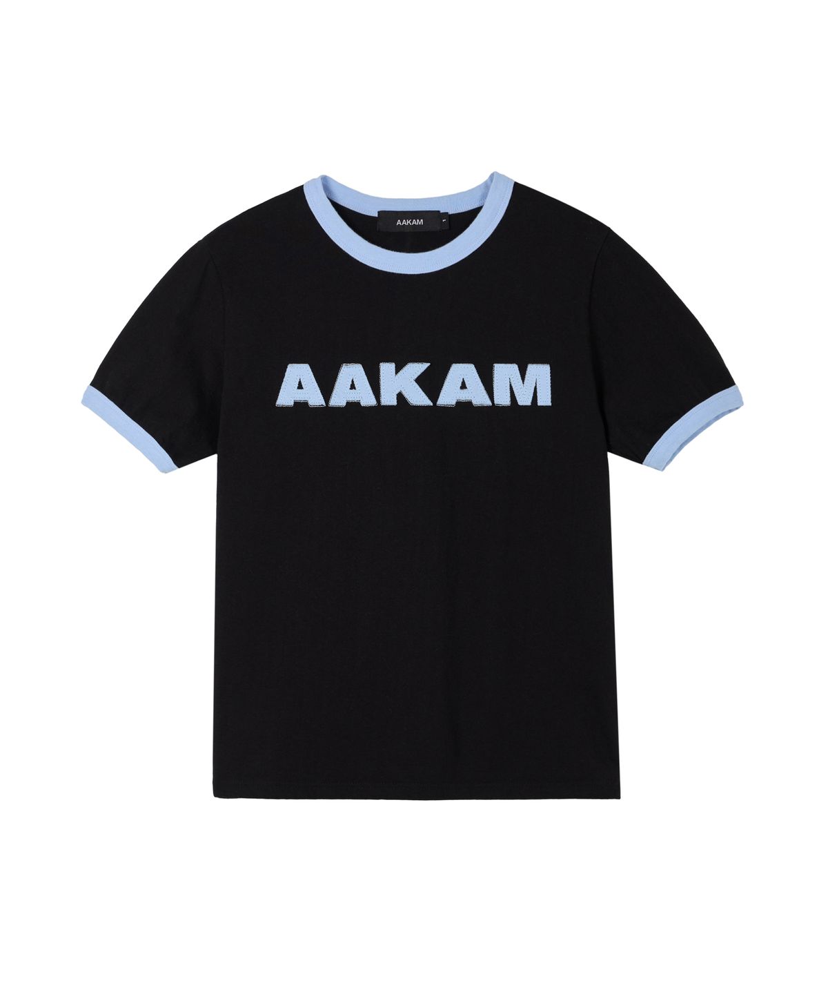 아캄(AAKAM) Logo Patch Ringer Top (Black-Sky Blue)