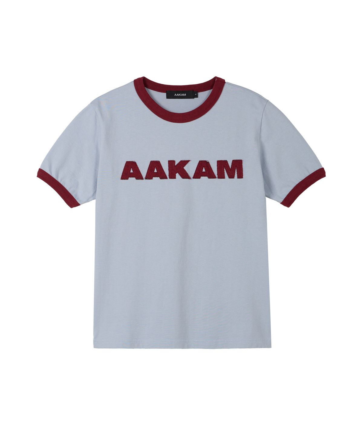 아캄(AAKAM) Logo Patch Ringer Top (Sky Blue-Wine)