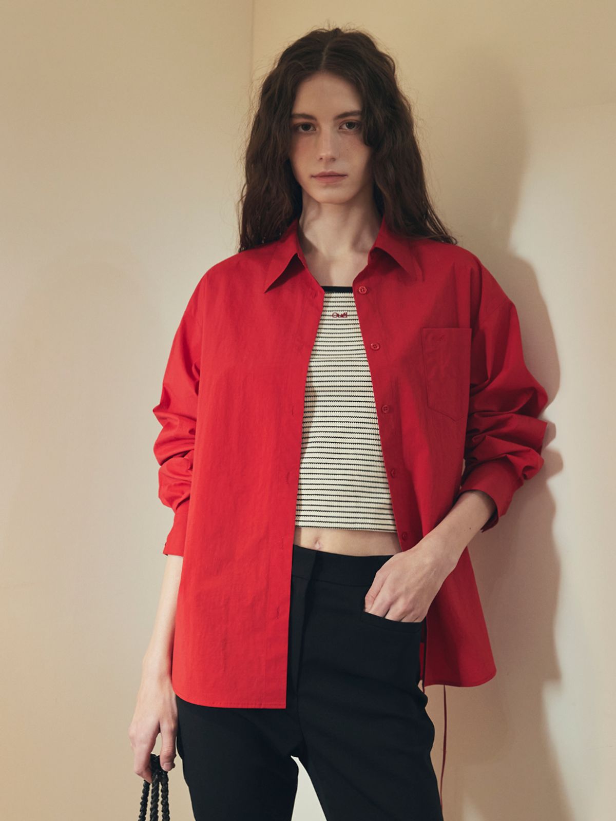 오앨(OUEL) EASY NYLON SHIRT_RED