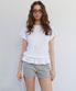 Eyelet Frill Half T-shirt White