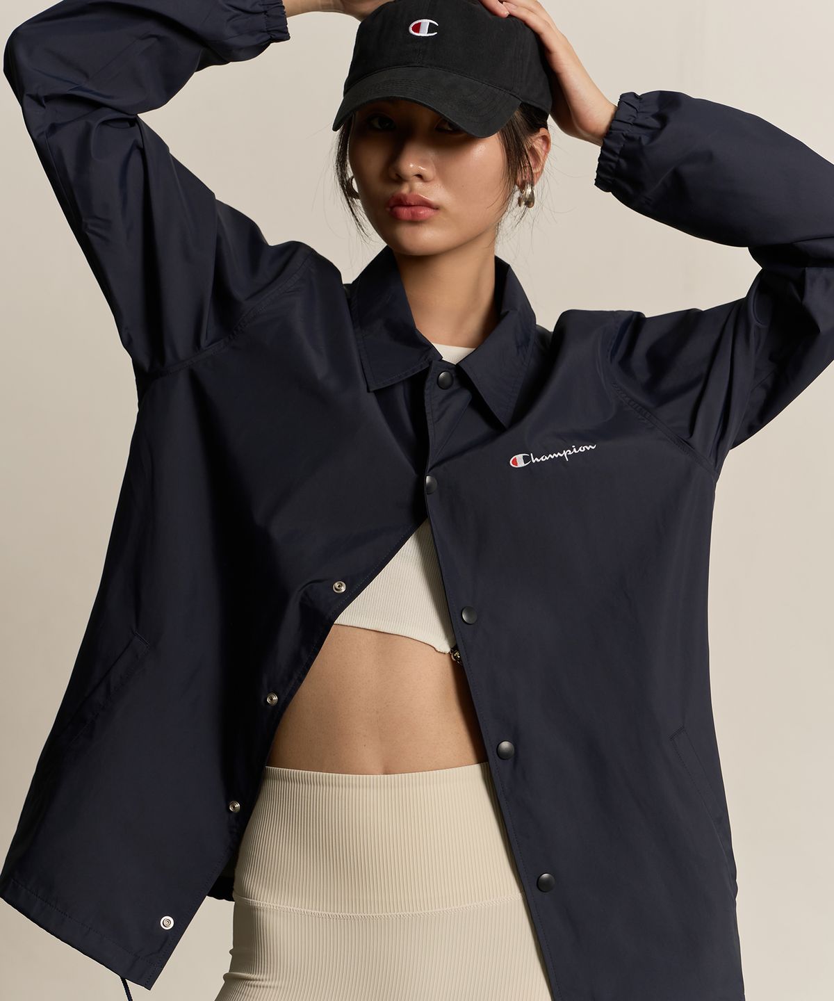 챔피온(CHAMPION) 폴리에스터 메쉬 안감 코치 재킷 Normal Navy