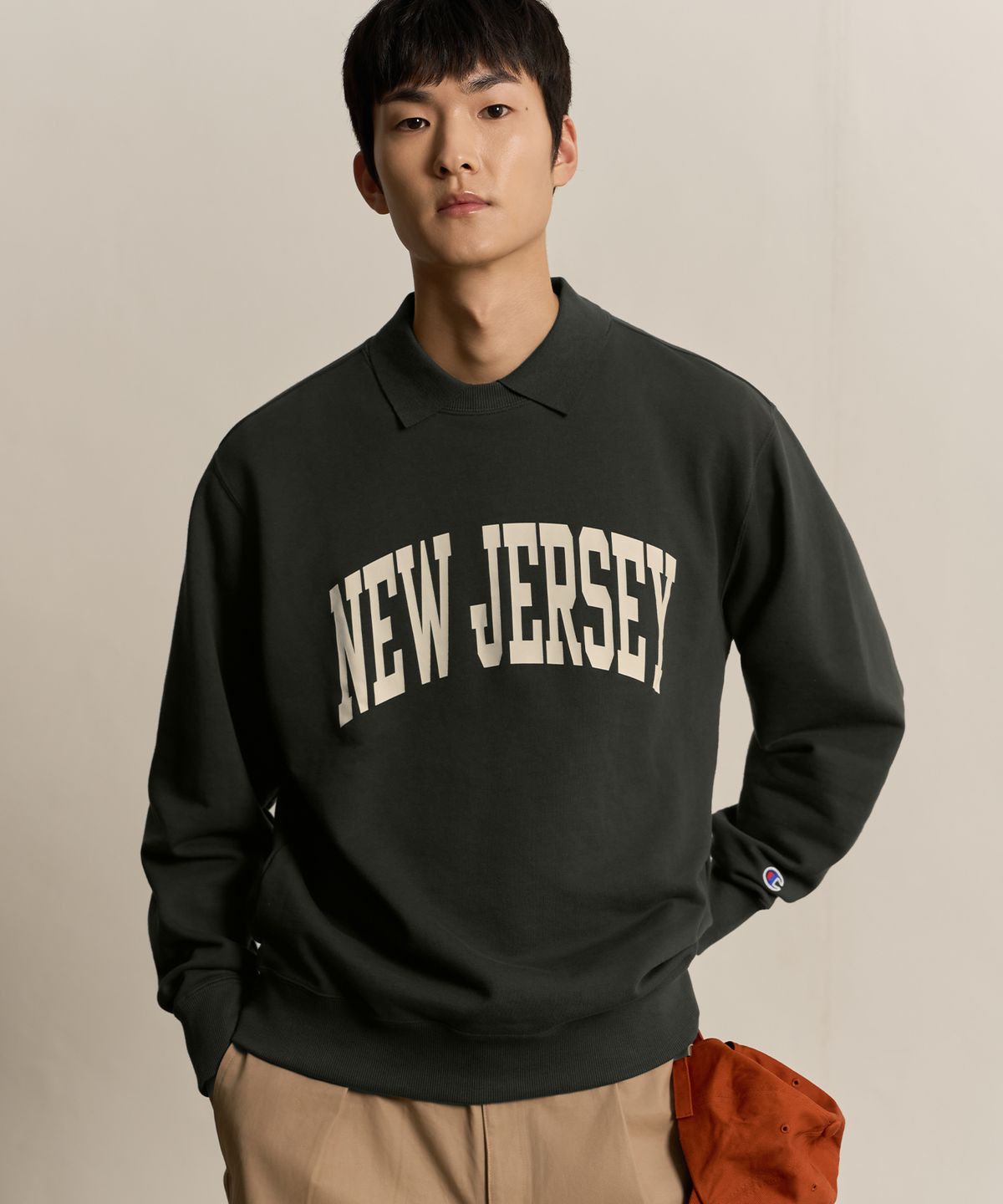 챔피온(CHAMPION) 뉴저지 CVC 크루넥 스웨트셔츠 Charcoal Black