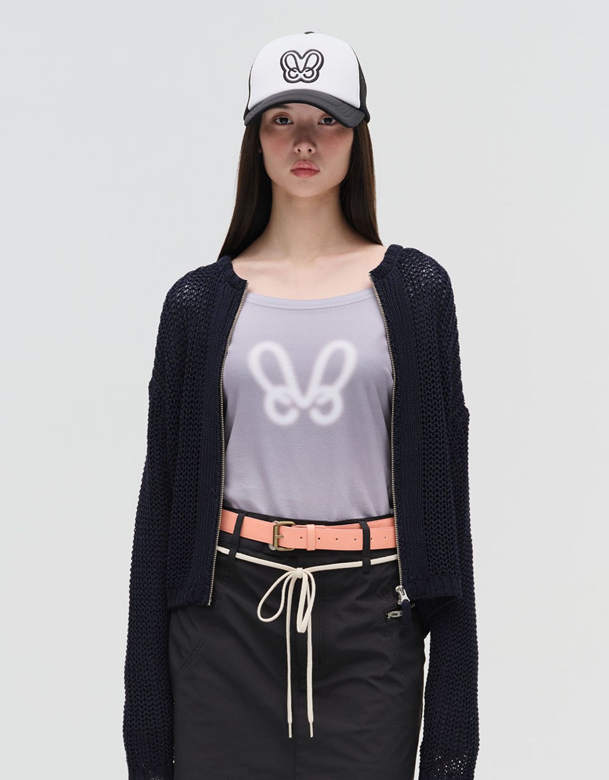 엠엠더블유(MMW) [MMW] CROCHE KNIT CARDIGAN (NAVY)