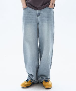 올시즌 샌드 워싱 와이드 데님 팬츠_연청