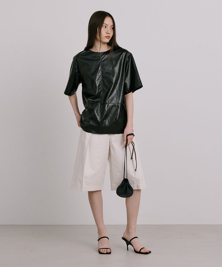 Fake Leather Top_Black(페이크레더탑_블랙)