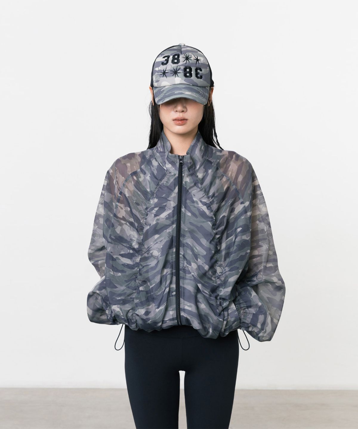 쓰리투에이티(THREE TO EIGHTY) ROPE CAMO SHEER WINDBREAKER KHAKI