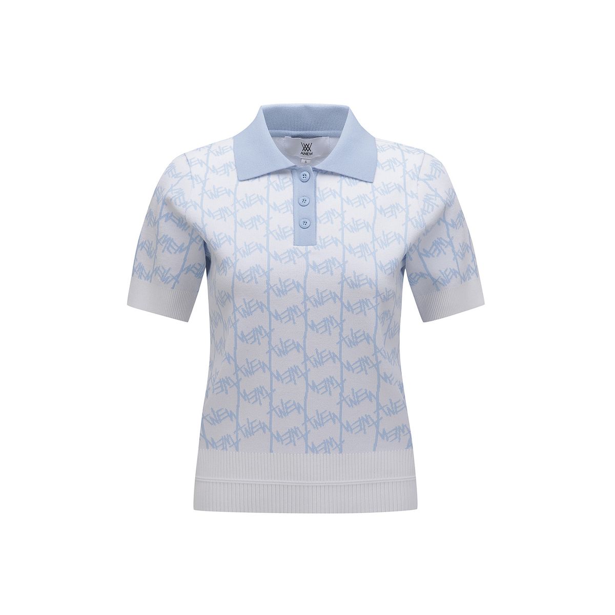 어뉴골프(ANEW GOLF) WOMEN SM LOGO PATTERN SHORT SLEEVE SWEATER_WH