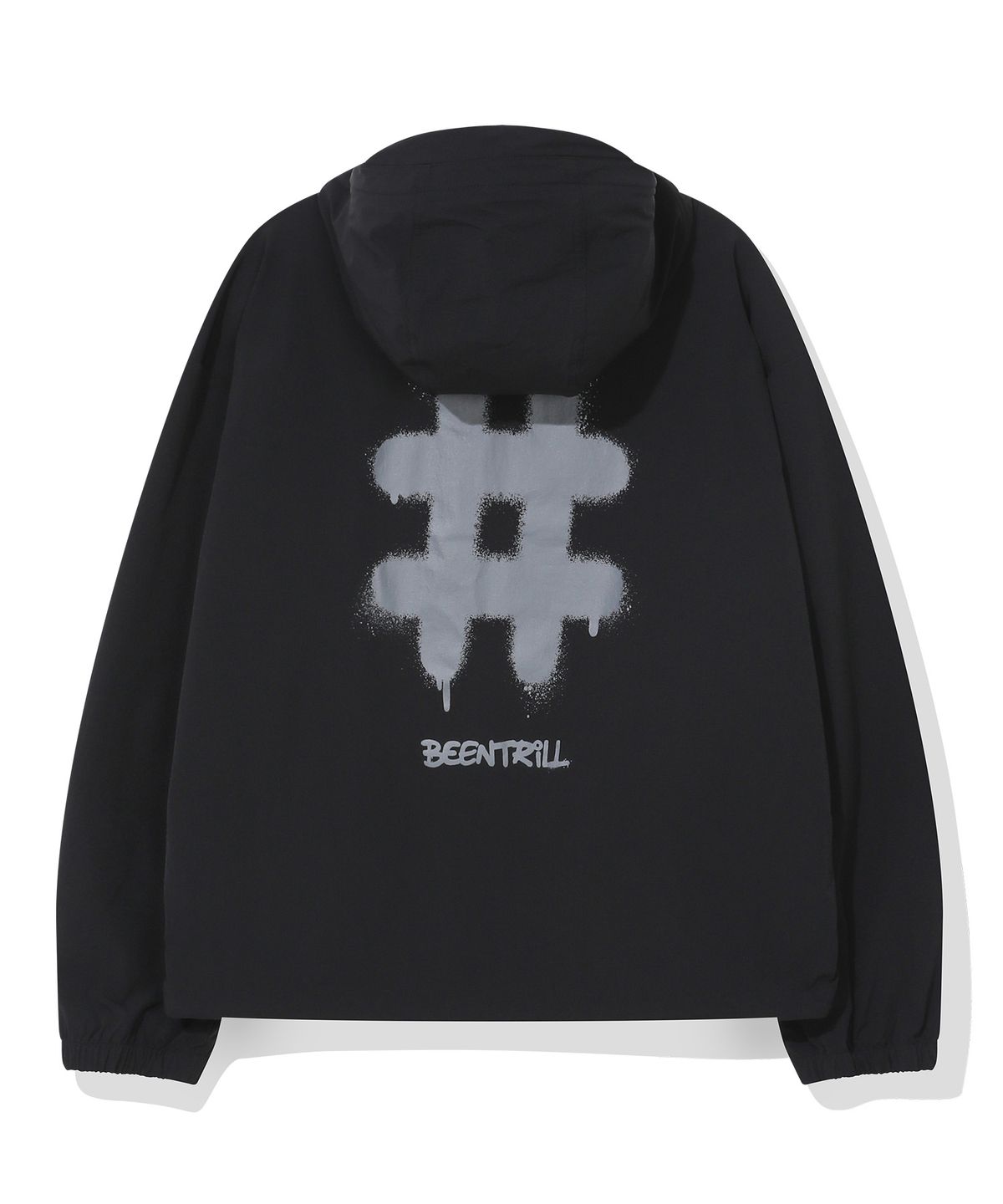 빈트릴(BEENTRILL) 스프레이 로고 우븐 점퍼(블랙)