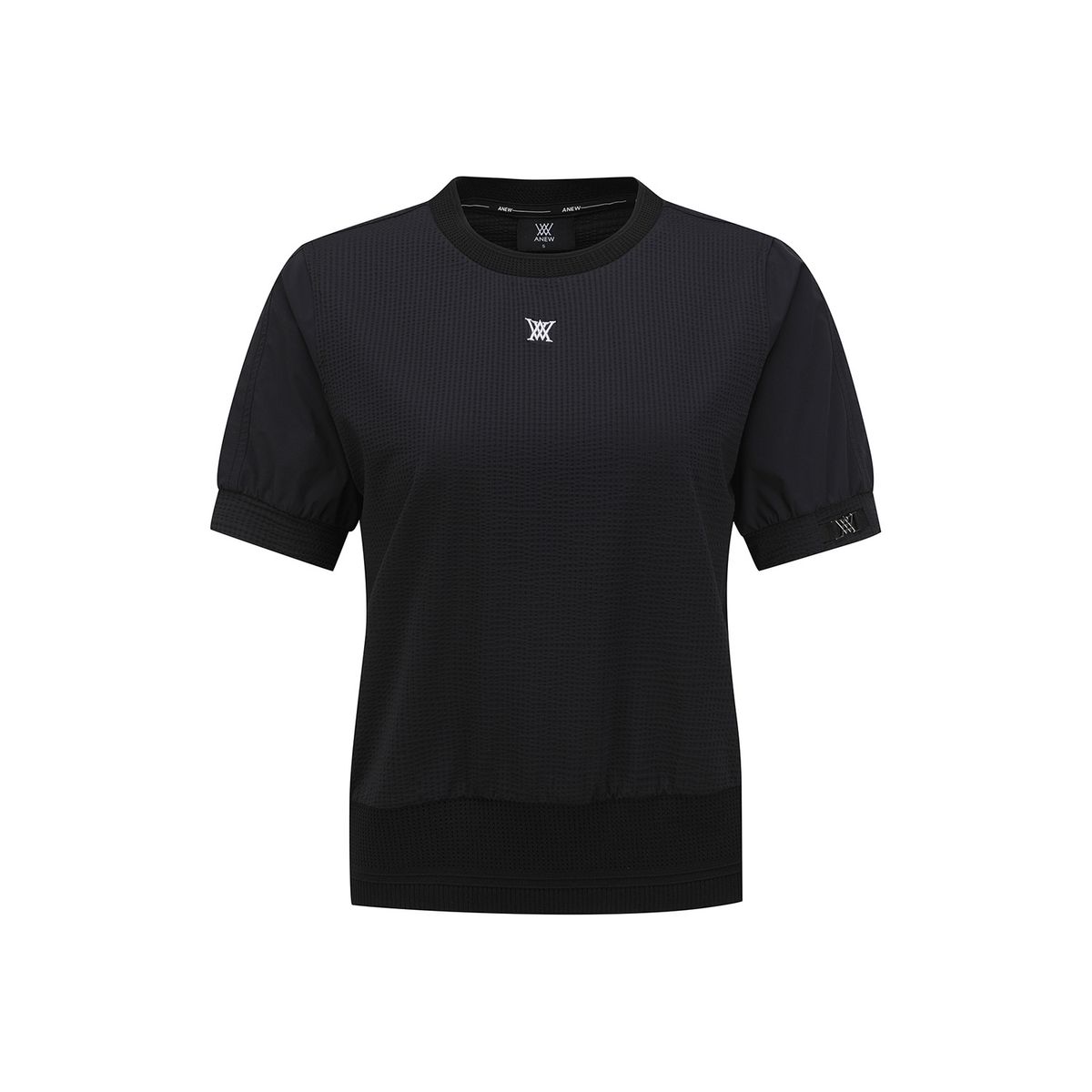 어뉴골프(ANEW GOLF) WOMEN SM HYBRID ROUND SHORT T-SHIRT_BK