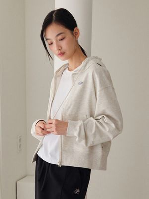 여성) 쿨테리 크롭 자수 후드집업_PHF2TC2210