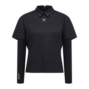 WOMEN SM HYBRID LONG T-SHIRT_BK